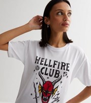 New Look White Hellfire Club Crew Neck Logo Oversized T-Shirt